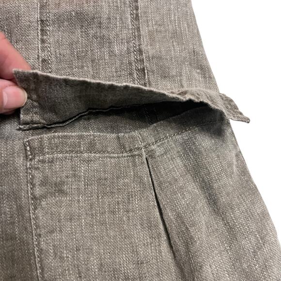 Eileen Fisher Linen Stand Collar Shirt Jacket in Taupe Size Medium - Picture 2 of 6